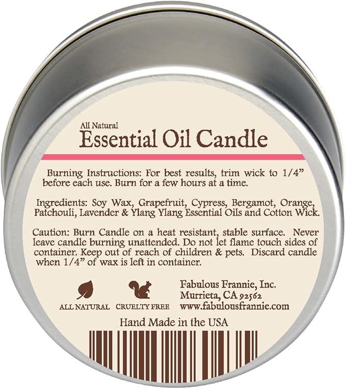 Fabulous Frannie All Natural Aromatherapy Soy Candle Travel tin Made with Pure Essential Oils 100 Hours Burn time 6oz (Thankful)
