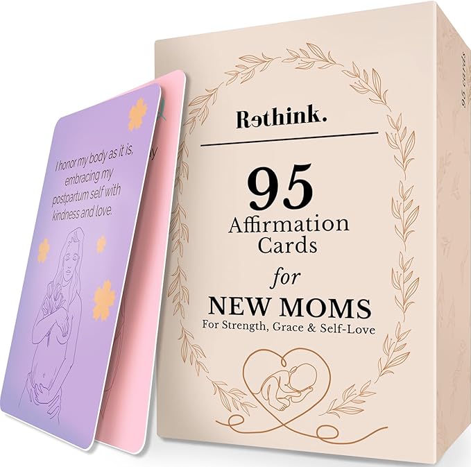 QUOKKA Rethink 95 Affirmation Cards for New Moms – Daily Support Deck for Strength, Self-Love, Grace and Mindful Motherhood – Thoughtful Gift for First-Time and Experienced Moms