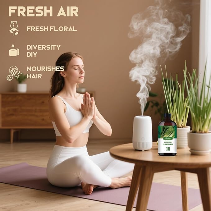 Lemongrass Essential Oil-Lemongrass Fragrance Oil 16.33oz (490ml)-100% Pure Natural Scent for Diffusers, Candles, Soap Making & Aromatherapy-Relaxing Home & Gift Essential Oil for Bath, Massage