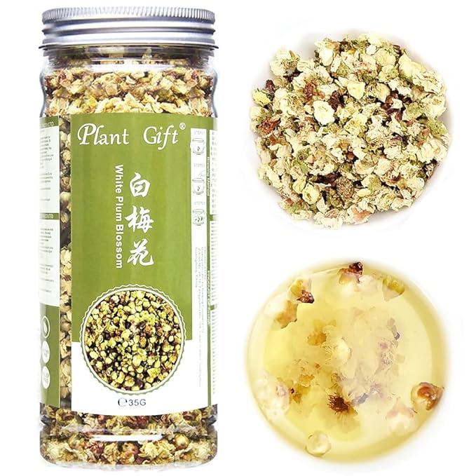 Plant Gift White Plum Blossom Tea Dried Flower Tea, Plum Green Tea Loose Health Tea Herbal Green Plum Bossom Tea 35g