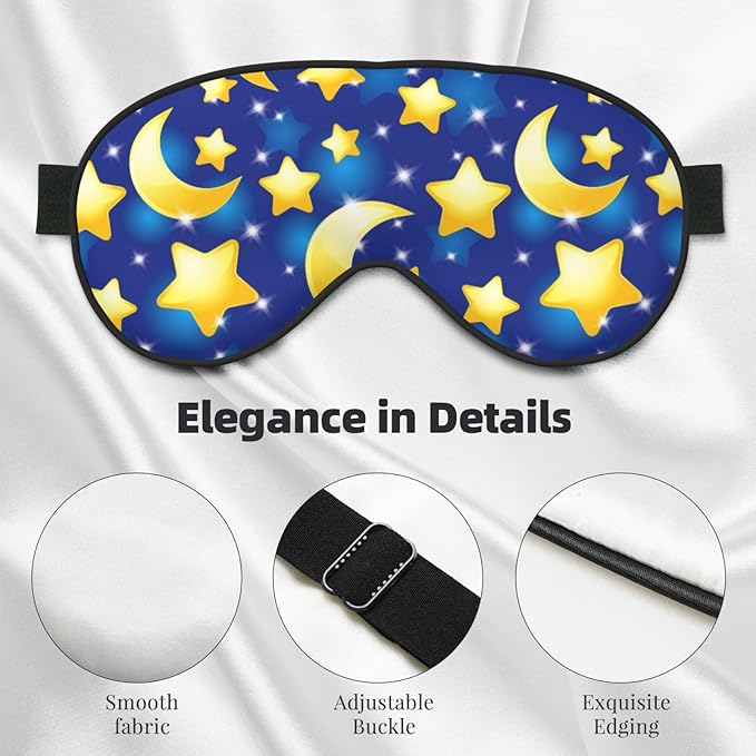 Night Sky Star and Moon Sleeping Eye Mask Eye Mask for Sleeping Soft Comfort Eye Shade Blackout Eye Cover for Deep Rest Travel Nap Meditation