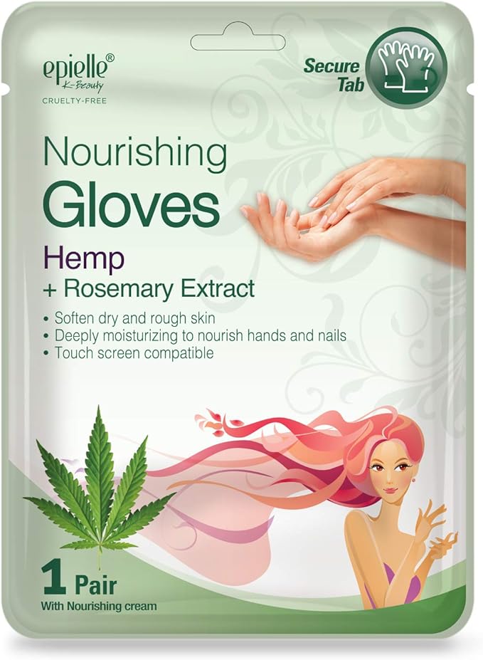 Epielle Nourishing Hand Masks 6 Pairs, Deep Moisturizing Gloves for Dry, Cracked Hands, Repair and Nourish with Hemp & Rosemary Extract, Spa & Self Care Gifts for Women, Korean Skin Care