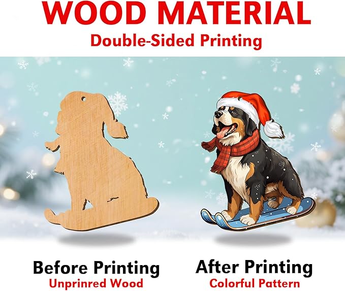 2 Side Printed Bernese Mountain Wooden Christmas Ornaments 2025, Keepsake for Women, Men and Friends, Bernese Dog Christmas Tree Ornaments, Christmas Tree Decorations