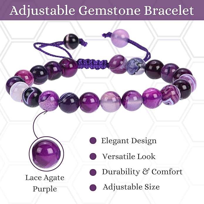 Energy Protection Crystal Handmade Adjustable Bead Bracelet Perfect for Men, Women’s Gift - Gemstone Healing Stretch Bracelet Pulsera Para Hombre Mujer Stocking Stuffer