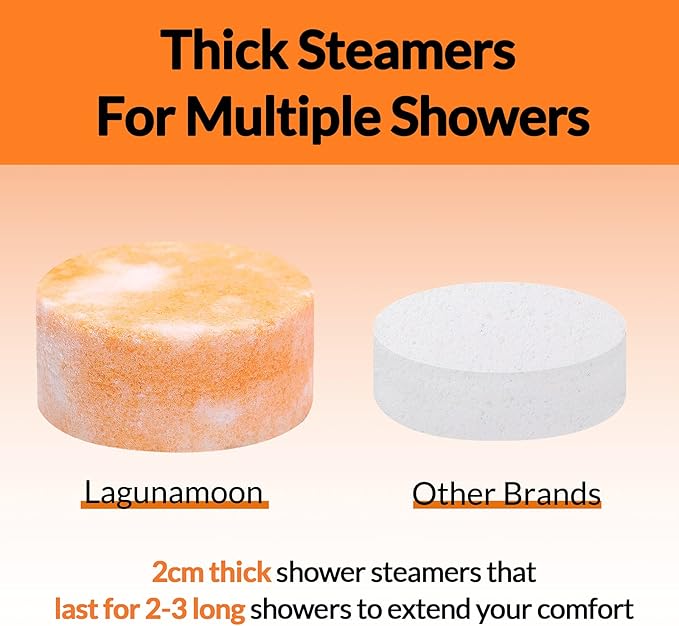 Lagunamoon Aromatherapy Shower Steamers, 6 Piece Variety Pack Handmade Shower Steamers with Pure Essential Oils to Relax, Moisturize for Spa Day, Self Care for Men, Women, Pampering Gifts for Her