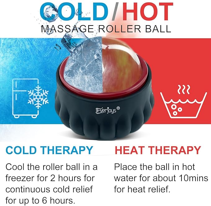 Everjoys Massage Ice Roller Ball, Cold & Heat Therapy Relief Massager, Deep Tissue Massage Pain Relief, Massager Tool for Back/Neck/Body/Face/Foot Pain, Muscles Recovery