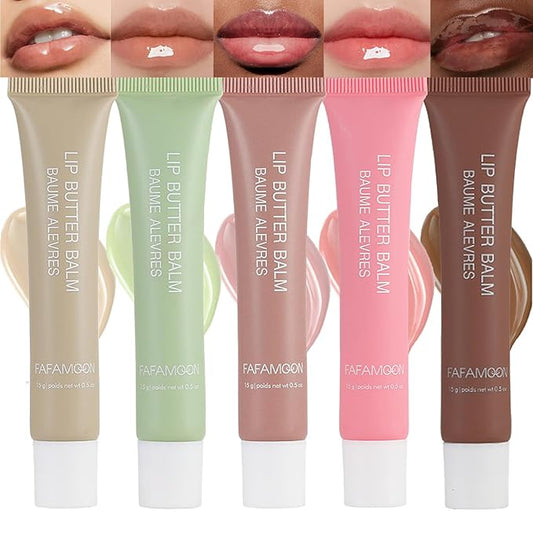 5 PCS Lip Glossy Butter Balm Set, Ultra-Hydrating, Instant Moisture and Hydration Lip Gloss,Long-lasting Hydrating Non-Sticky Lip Balm,Soften Dry Lips and Lip Care