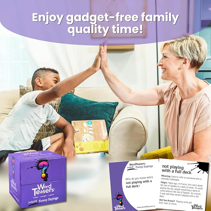 ? WORD TEASERS More Funny Sayings - Even More Funny Word Game & Conversation Starter for Kids, Teens & Adults - Idiom Game - Family Trivia Cards for Adults & Kids - 150 Conversation Cards for Families