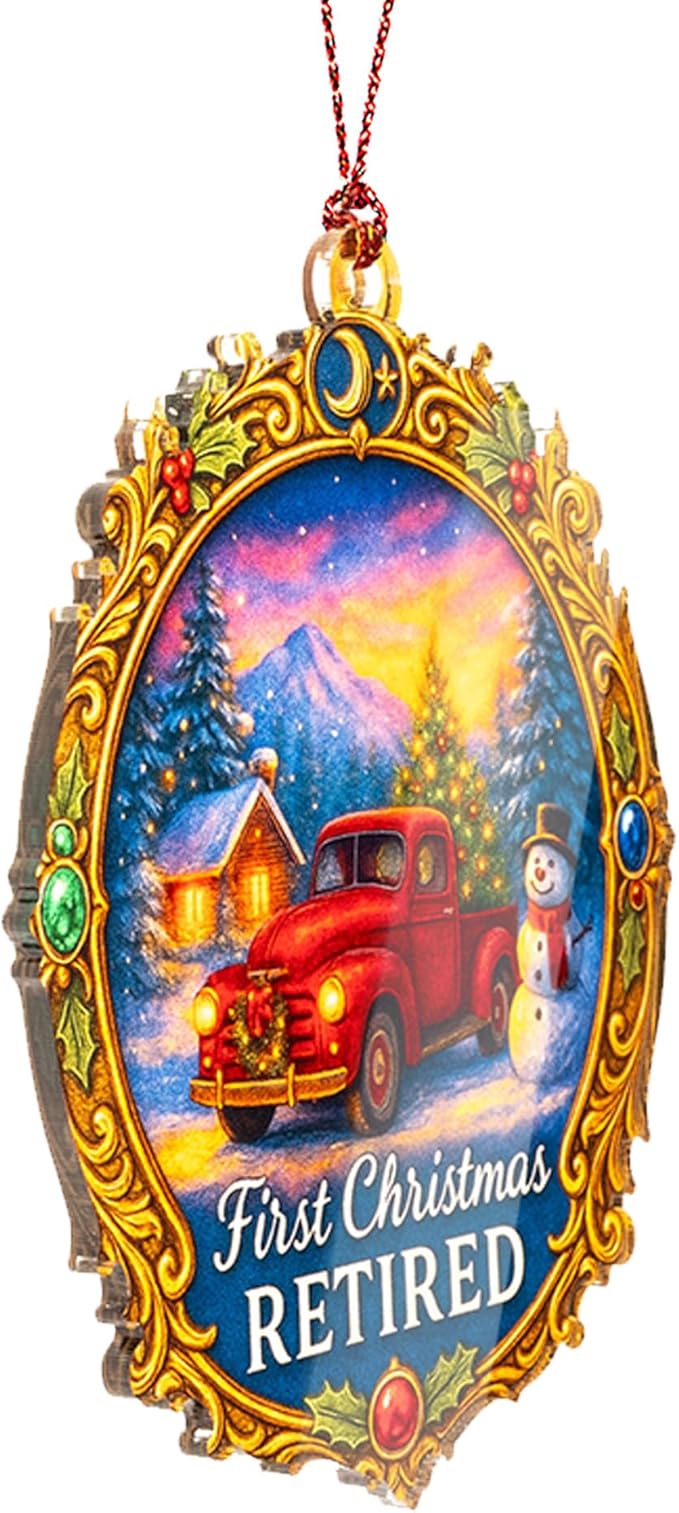 First Christmas Retired Ornament – retirement ornament – retirement gifts – holiday decor – christmas ornament – Suncatcher effect window hanging – Car Hanging