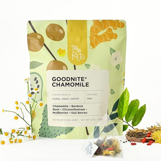 Tea Facto Goodnite* Chamomile Tea Bags with Chrysanthemum Tea for Soothing Comfort - 50 Bulk Pack