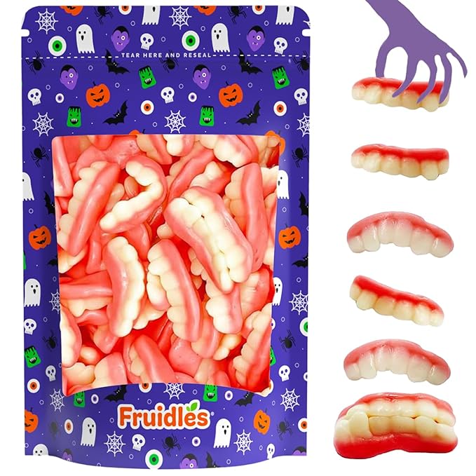 Fruidles Gummi Teeth Candy, Delicious Fruit Flavors Gummies (Half-Pound)