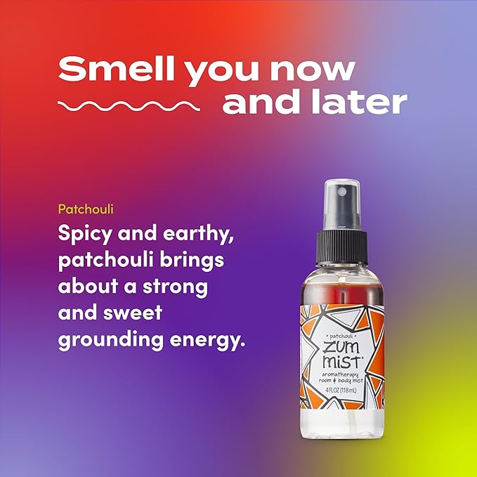 Indigo Wild Zum Mist Room & Body Spray - Aromatherapy Essential Oil Spray - Natural Body Mist & Room Spray - Patchouli Scent - 4 fl oz (2 Pack)