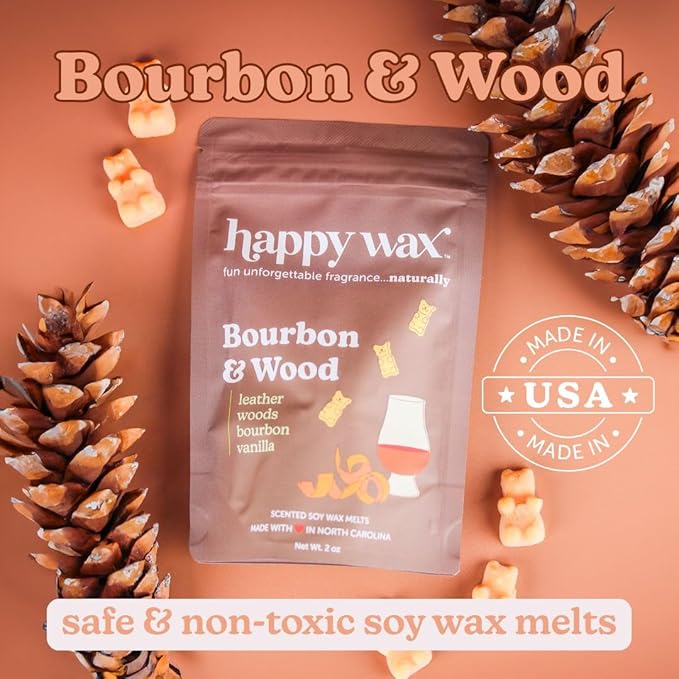 Happy Wax Cozy Cabin Winter Scented All Natural, Non Toxic Soy Wax Melts; 6 Total Oz. of Scented Wax Melts, Collection Includes Bonfire, Bourbon &Wood and Pine Forest