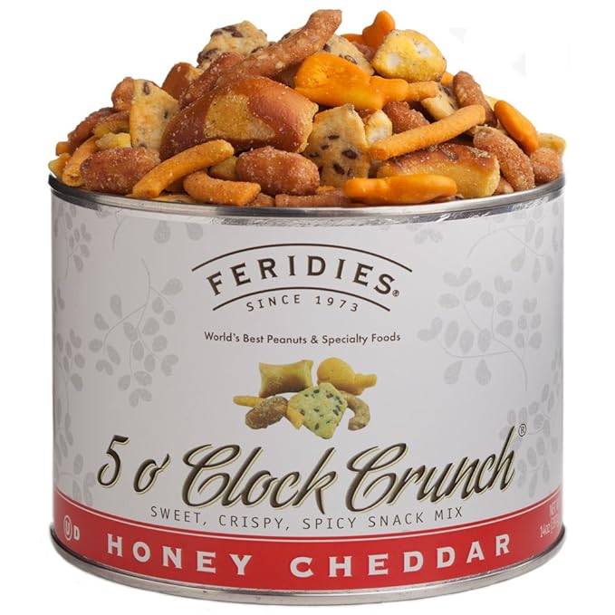 FERIDIES Five O'clock Crunch Honey Cheddar Snack Mix with Premium Virginia Peanuts, 14 Ounce (Pack of 1) Honey Cheddar Mix