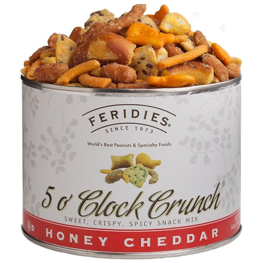 FERIDIES Five O'clock Crunch Honey Cheddar Snack Mix with Premium Virginia Peanuts, 14 Ounce (Pack of 1) Honey Cheddar Mix