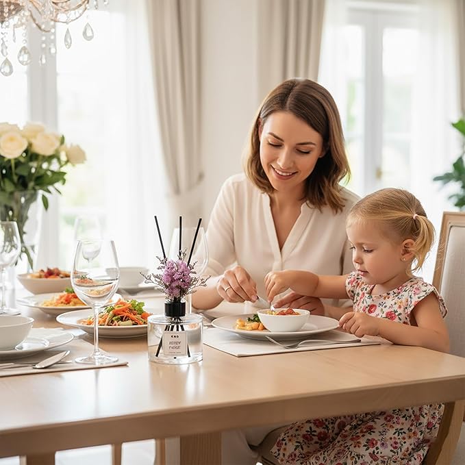 Flower Reed Diffuser Set, Essential Oils Scented Diffuser with Sticks, Home Fragrance Reed Diffuser for Bathroom Shelf Decor 5.07 oz / 150ml