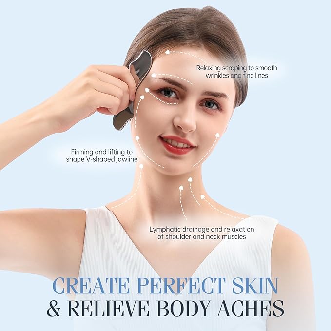 2Pcs Gua Sha Facial Tools Set,Guasha Massage Tool for Face&Body, Manual Massage Tool for Lymphatic Drainage &Jawline Sculpting & Puffiness Reducing,Gua Sha Muscle Scraper Tool,Skin-Care Tool