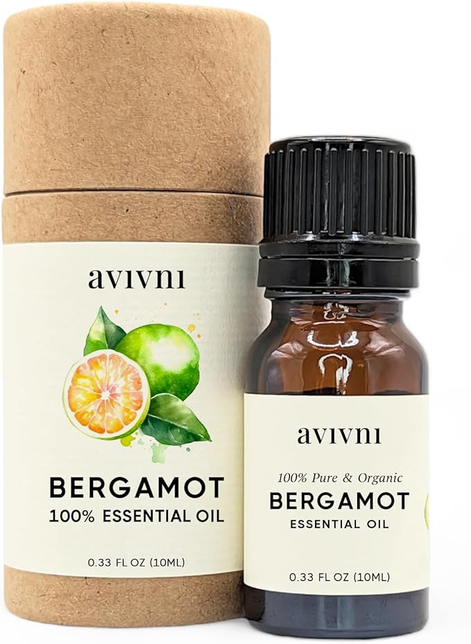 Avivni Bergamot Essential Oil - 100% Pure & Natural, Organic, Undiluted for Aromatherapy, Skin, Hair, Diffuser (0.33oz - 10ml)