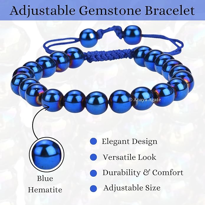 Energy Protection Crystal Handmade Adjustable Bead Bracelet Perfect for Men, Women’s Gift - Gemstone Healing Stretch Bracelet Pulsera Para Hombre Mujer Stocking Stuffer