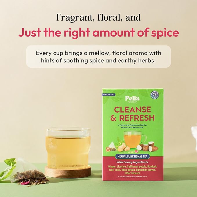 Ginger and Dandelion Root Tea – With Burdock Root, Licorice, Holy Basil, Edible Flowers Rose, Elderflower & Safflower – Vegan, Kosher, Caffeine-Free – Supports Hydration & Daily Wellness (25 Tea Bags)