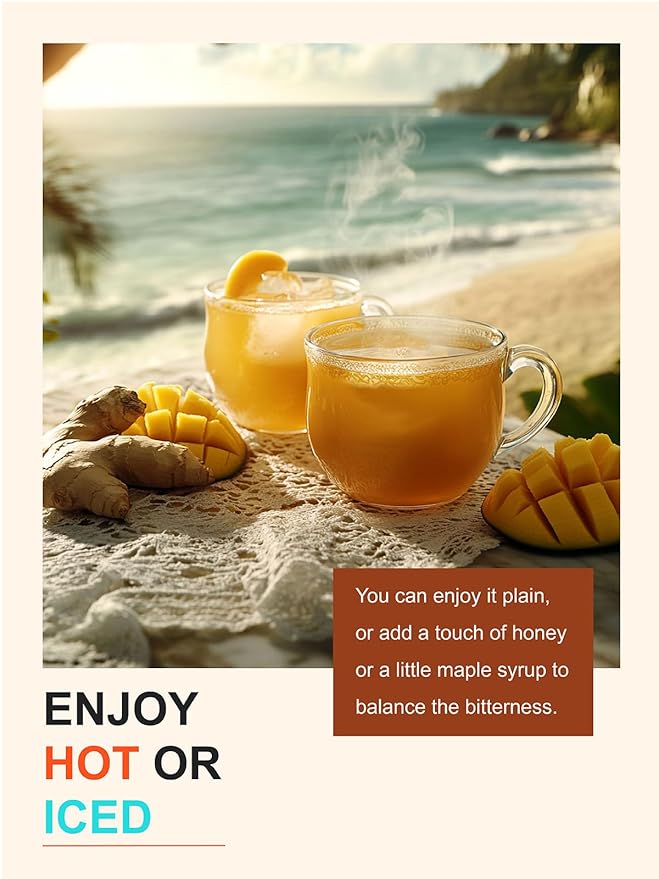 TeeLux Mango Ginger Tea, Zesty Ginger Root & Warm Cinnamon & Sweet Spices Blend, Caffeine Free, Aromatic & Flavorful, 100 Count