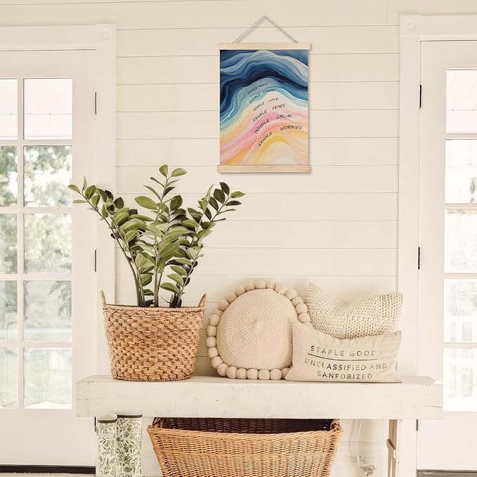 Exqcom Inhale Exhale Mental Health Wall Decor, Mental Health Wall Art Poster, Therapy Office Decor, Inspirational Posters for Classroom School Counselor Counseling Therapy Office, 12x16 Inches