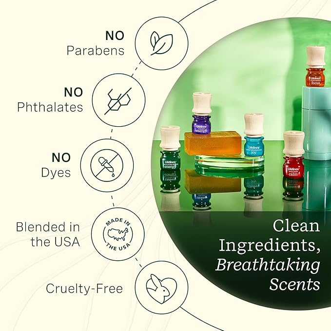 Lifelines Essential Oil Blends, 4-Pack - Blended Essential Oils with Precision Pump for Aromatherapy Diffusers - Long-Lasting Scented Fragrance - Walk in The Woods (Joy, Calm, Focus & Energy)