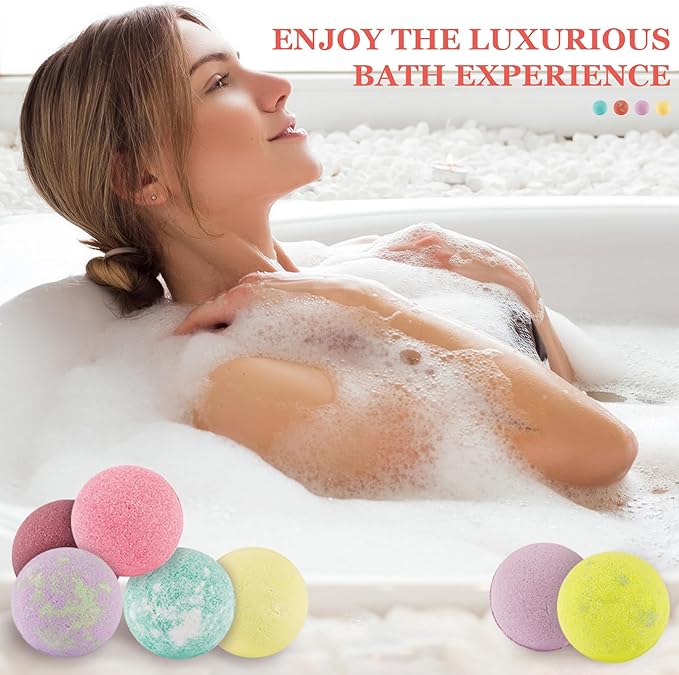 Bath Bombs for Women Gift Set, 50 Pcs Natural Organic Bubble Bathbombs with 10 Rich Scents, Handmade Bubble Bath & Fizzy, for Bubble Bath Spa, Christmas, Birthday, Valentine's, Present Giving