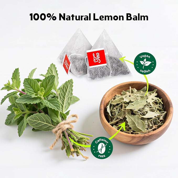 Lemon Balm Tea, Natural Lemon Balm Herbal Tea Bags for Calming and Digestion Support Caffeine-free - (100 Count (Pack of 1)