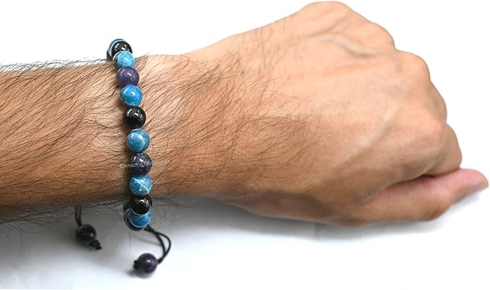 Natural Healing Crystal Bracelet for Women - Mens Bracelet Energy Balancing Gemstones Set - Adjustable Stone Bead Bracelet for Men and Women - Chakra Crystal Therapy Accessory, Meditation