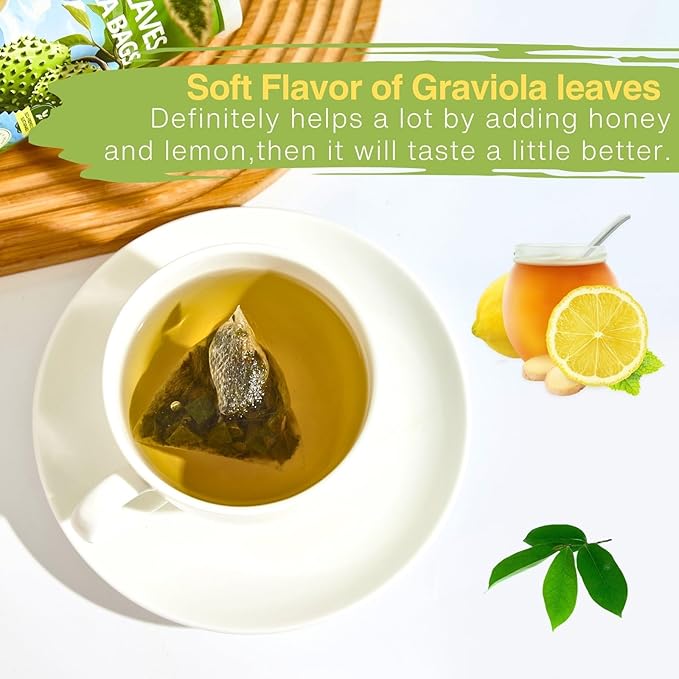 40 Soursop Leaves Tea Bags | Pure Graviola Leaf Tea for Relaxation, Sleep & Detox | Herbal te de Guanabana Tea