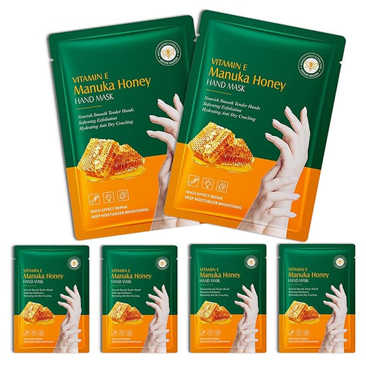 Hand Masks, 6 Pairs Hydrating Exfoliating Hand Peeling Mask, Smooth Hand Masks Moisturizing Gloves Overnight for Dry, Rough, Cracked Hands, Hand Skin Moisturizer Glove for Women Men（H