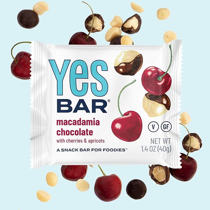 The YES Bar – Macadamia Chocolate – Plant Based Protein, Decadent Snack Bar – Vegan, Paleo, Gluten Free, Dairy Free, Low Sugar, Healthy Snack, Breakfast, Low Carb, Keto Friendly (24 Count)
