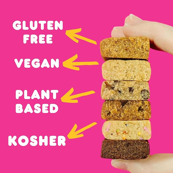 Whoa Dough Edible Cookie Dough Bars- Certified Non-GMO, Kosher and Gluten Free Bars - Healthy Snack Foods - Plant Based Snacks - Real Ingredients - Variety Pack (5 Bars)
