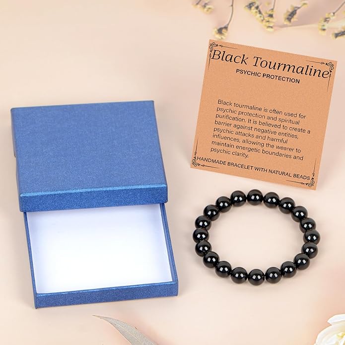 LPBeads Handmade Natural Gemstone Stretch Elastic Bracelet Healing Crystal Round Stone Beads Jewelry Gifts for Women Men