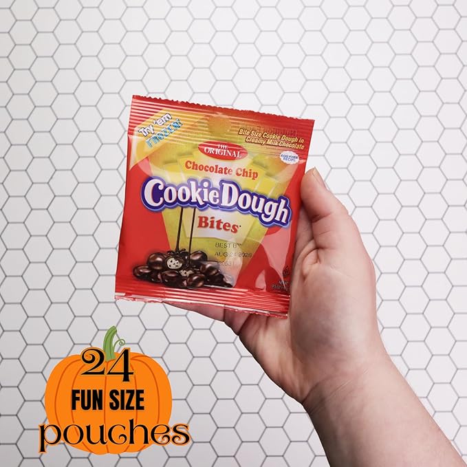 Halloween Chocolate Chip Cookie Dough Bites, 24 Individual Pouches, Perfect Trick or Treat Pass Out Candy, 12 Ounces