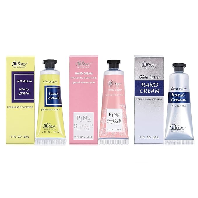 Body & Earth # Love Nourishing Hand Cream Gift Set, 3x2.0 oz, Shea Butter, Argan Oil, Vitamin E, Moisturizing, Fresh Fragrances, For All Skin Types, Perfect For Travel