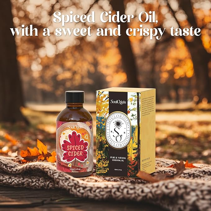 Autumn Spiced Cider Essential Oil 120ml (4 Fl Oz), Natural Fall Fragrance Oils for Aromatherapy Essential Oil Diffuser, Fragrance Lamps Humidifier, Massage, Candle Making, Gifts for Women