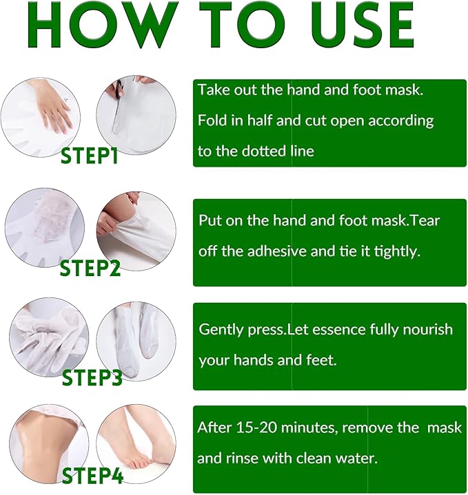 Foot Mask Hand Mask Christmas Gifts Hydrating Moisturizing 12 Packs Gloves & Socks Intensive Repairing Masks Peeling Mask for Women Dry Cracked Set Coconut Oil Tea Tree Extract Elitzia ETXJ2409