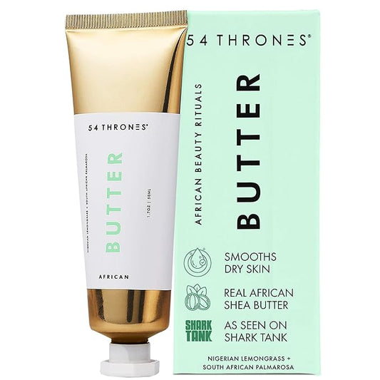 54 Thrones African Beauty Shea Butter, Intensive Dry Skin Support, Moisturizing Body Butter for Women, Moisturizing Body Balm and Cream, Nigerian Lemongrass + South African Palmarosa