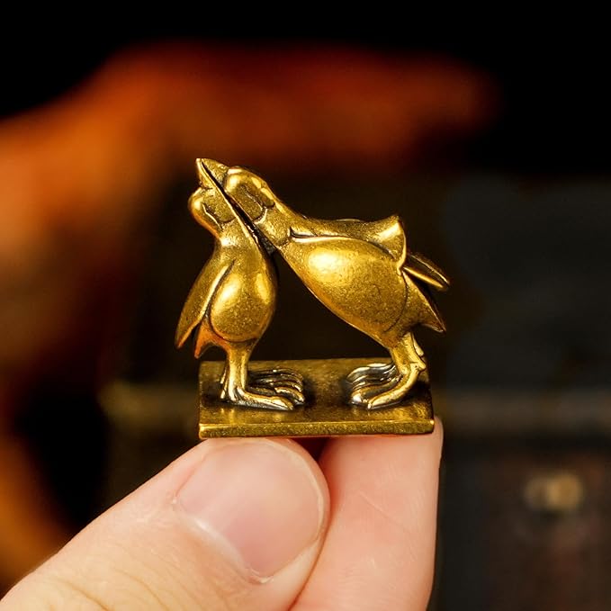 CHOVY Kiss of Balance Brass Sculpture - 100% Solid Brass Twin Birds Yin Yang Statue, Parallel Beaks Harmony Art for Couples, Meditation & Zen Decor, Unique Gift for Soulmates & Spiritual Seekers