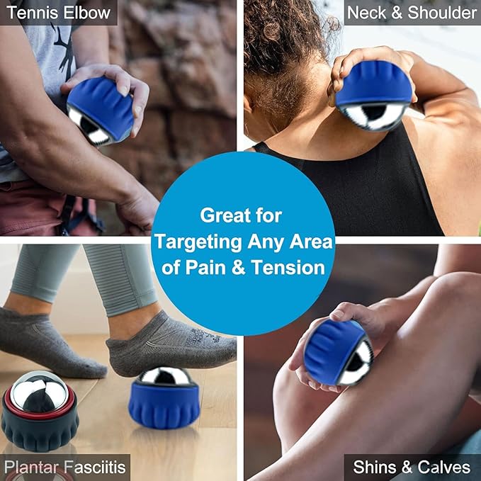 Everjoys Massage Ice Roller Ball, Cold & Heat Therapy Relief Massager, Deep Tissue Massage Pain Relief, Massager Tool for Back/Neck/Body/Face/Foot Pain, Muscles Recovery