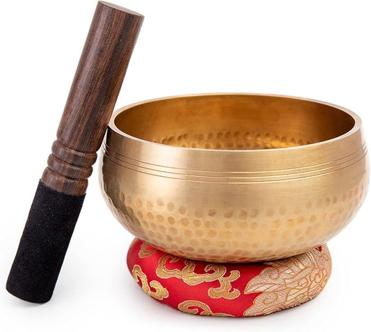 Tibetan Singing Bowl Set - Easy To Play for Beginners - Authentic Handcrafted Mindfulness Meditation Holistic Sound 7 Chakra Healing Gift by Himalayan Bazaar (6")