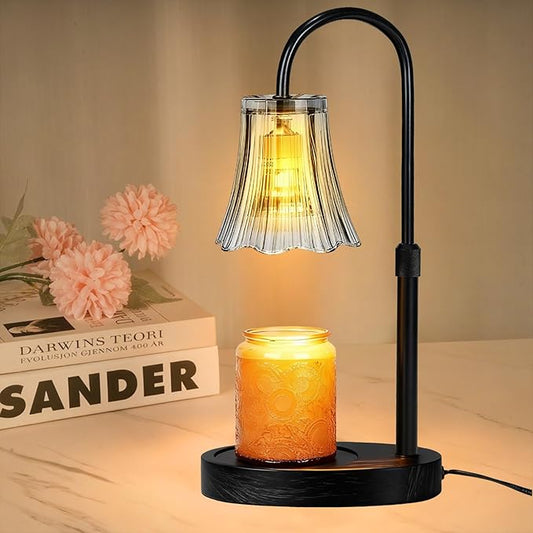 Candle Warmer Lamp with Timer, 4-Level Dimmable & Height Adjustable,Wax Melt Warmer for Jar Candles, Unique Design Enhances Home Ambiance (Grayish Black)