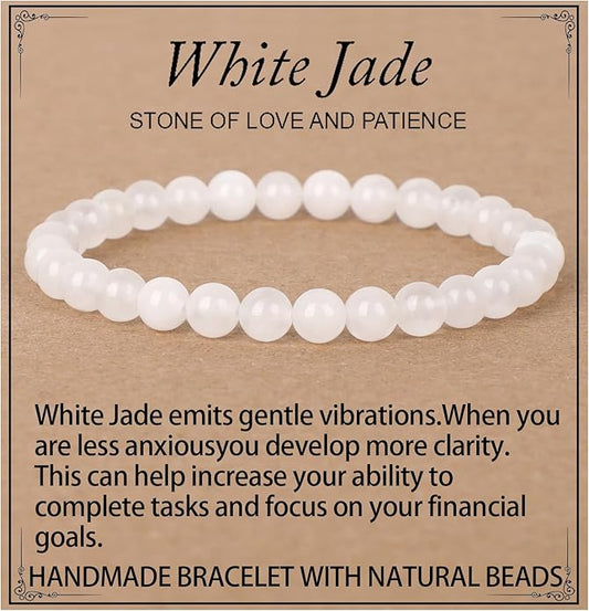 LPBeads Handmade Natural Gemstone Stretch Elastic Bracelet Healing Crystal Round Stone Beads Jewelry Gifts for Women Men