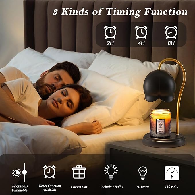 Candle Warmer Lamp Black, Dimmable Scented Wax Melt Warmer with Timer, Lamp Candle Warmer for Womens Gifts, Housewarming Gifts for Home Bedroom Decor, Xmas Birthday Gifts for Mom