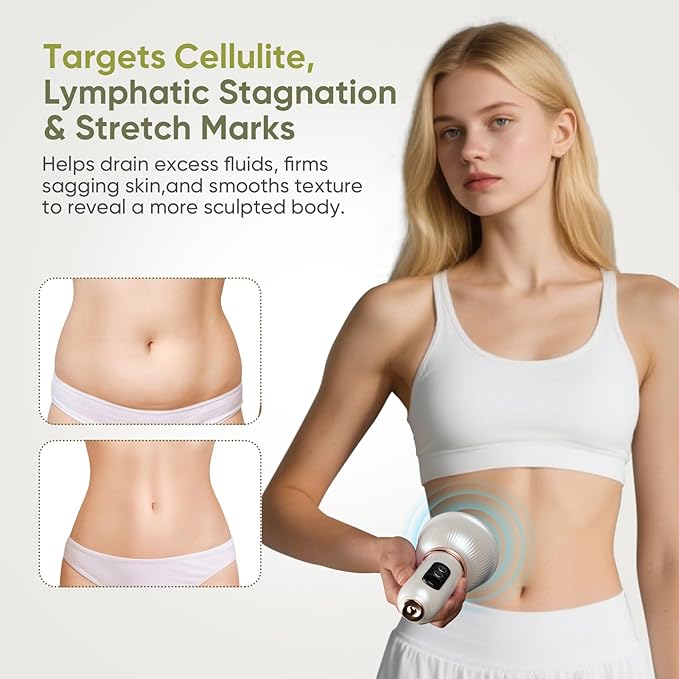 Body Sculpting Machine — Lymphatic Drainage Massager & Anti Cellulite Massage Tool,with Microcurrent, Light Heat & Vibration for Legs, Arms & Belly, Body,Helps Reduce Stretch Marks & Cellulite