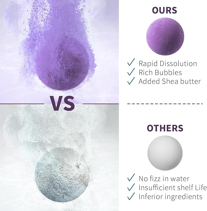 GETT Lavender Bath Bombs 4-pcs, Individually Wrapped Bath Bombs for Men & Women, Luxury Gift Set with Vegan and Essential Oils, Relaxing and Moisturizing Bubble Bath, Organic Bath Essentials for All