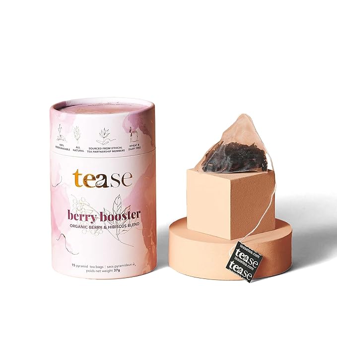 Tease Tea Organic Hibiscus Drink - Berry Booster Elderberry Tea, Caffeine Free, Organic Herbal Drink Made with Hibiscus Petals, Currant, and Natural Flavors Blended for Warding Off Stress and Colds