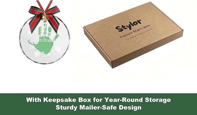 Stylor Baby's First Christmas DIY Handprint Ornament - Crystal Glass Keepsake 2025, for Newborn Boy or Girl, My 1st Xmas Tree Hanging Decoration (Snowflake)